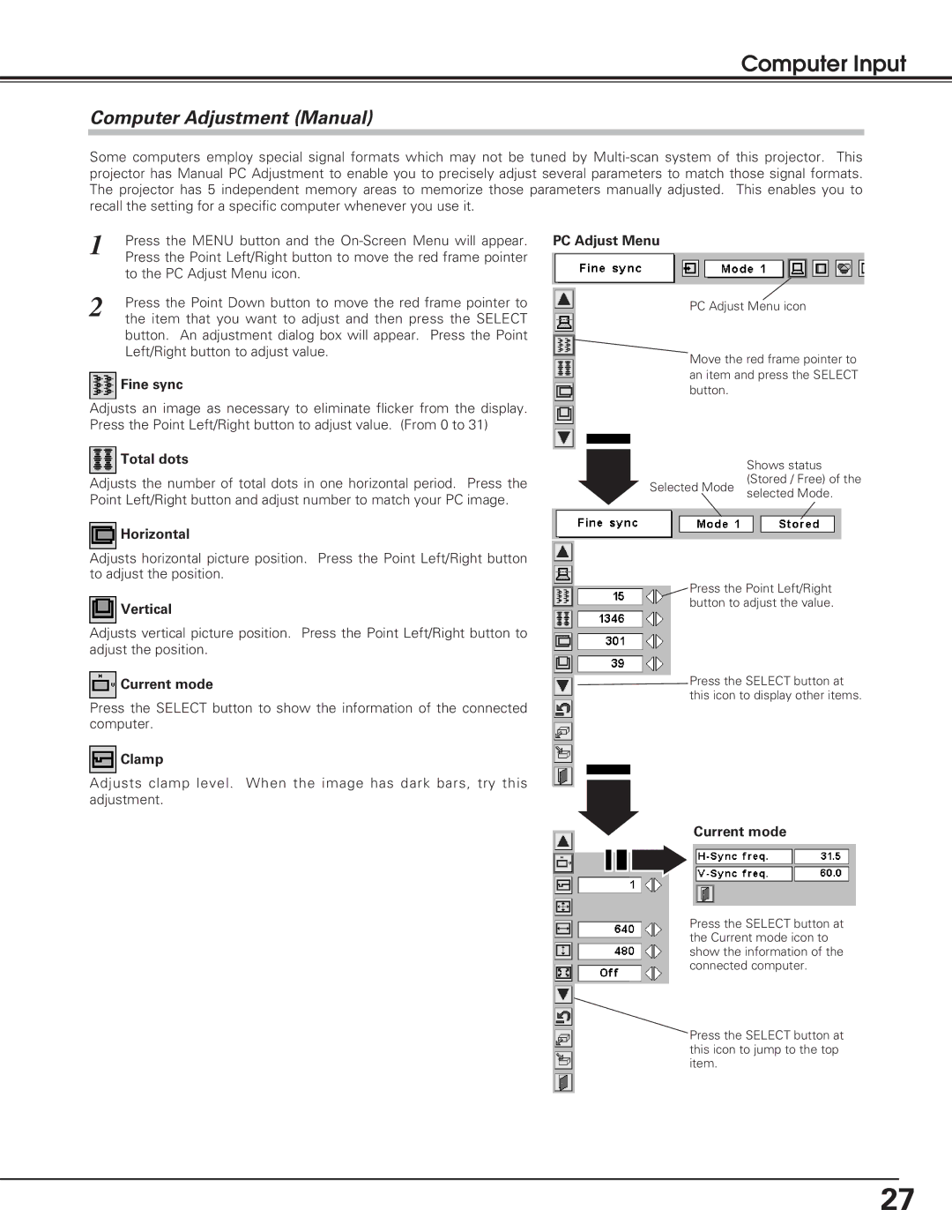 Eiki lc-sb15 owner manual Computer Adjustment Manual 