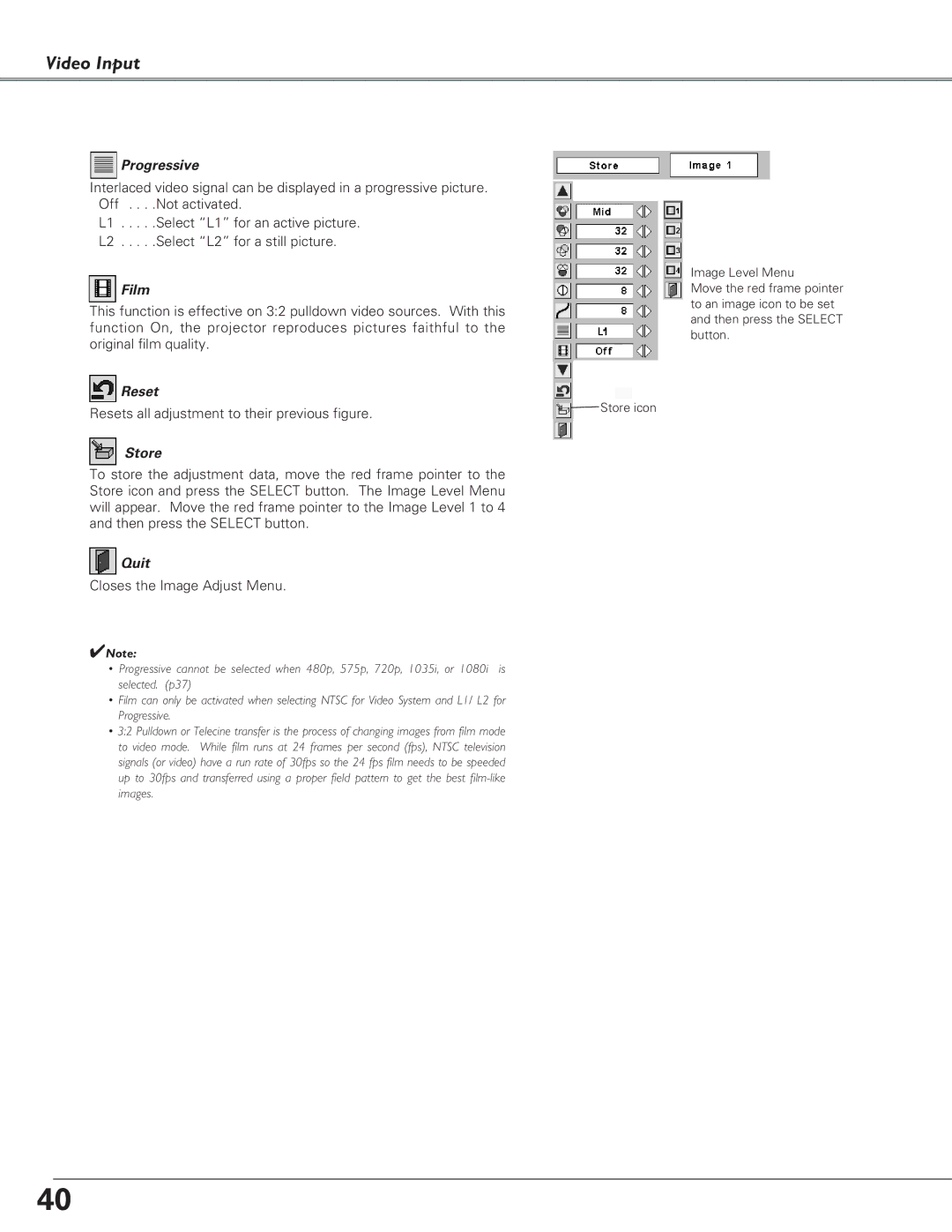 Eiki LC-SB21 owner manual Progressive, Film 