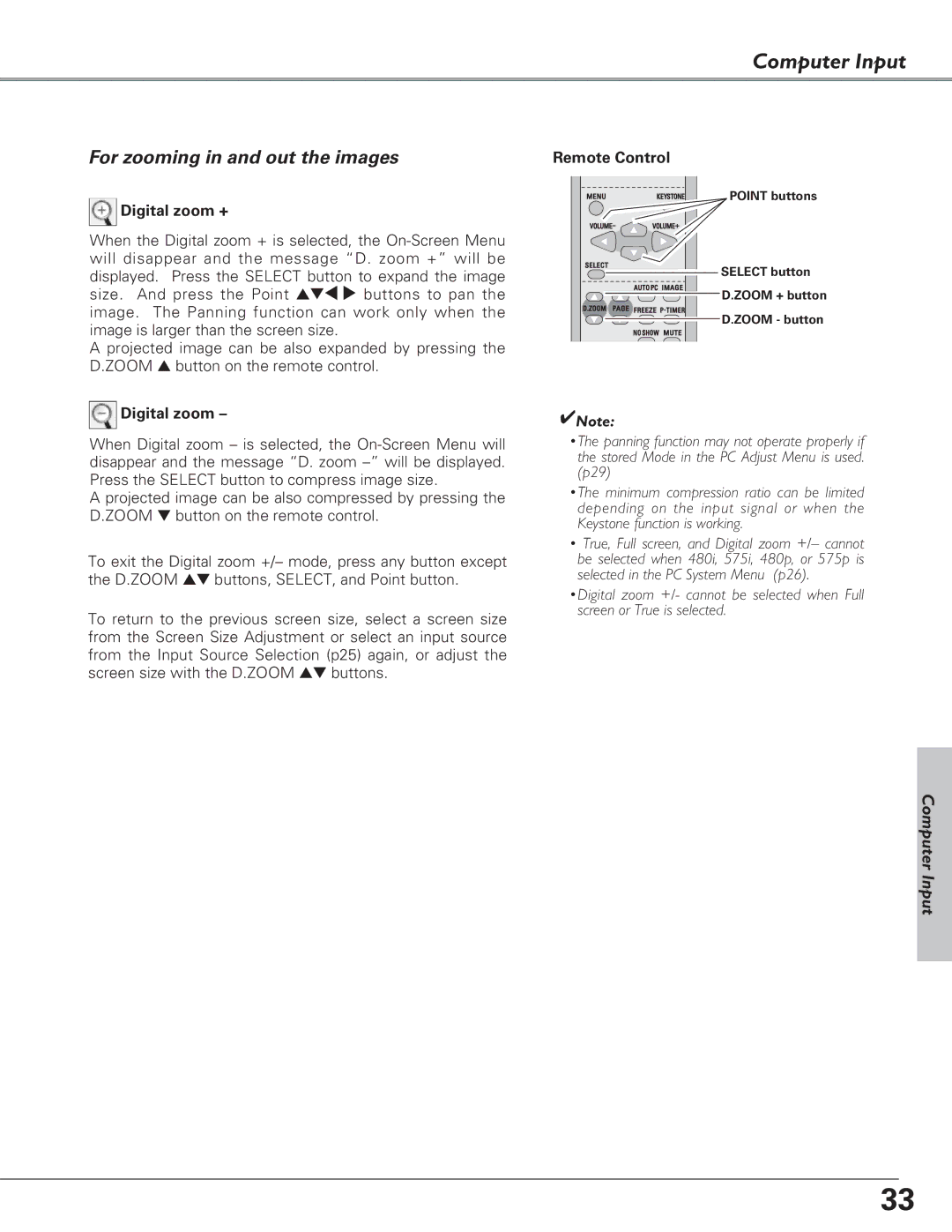 Eiki LC-SB22 owner manual Digital zoom + 