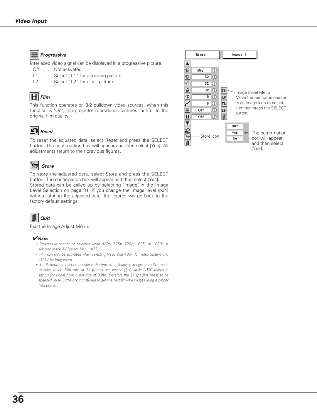 Eiki LC-SD15 owner manual Progressive, Film 