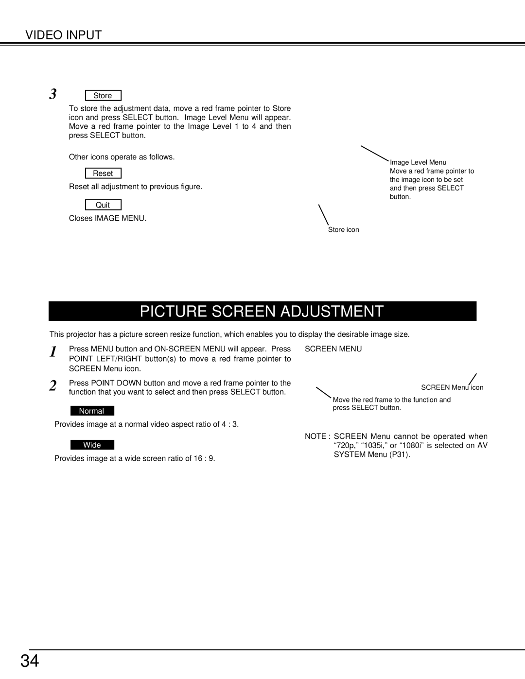 Eiki LC-SM3 owner manual Provides image at a normal video aspect ratio of 4 