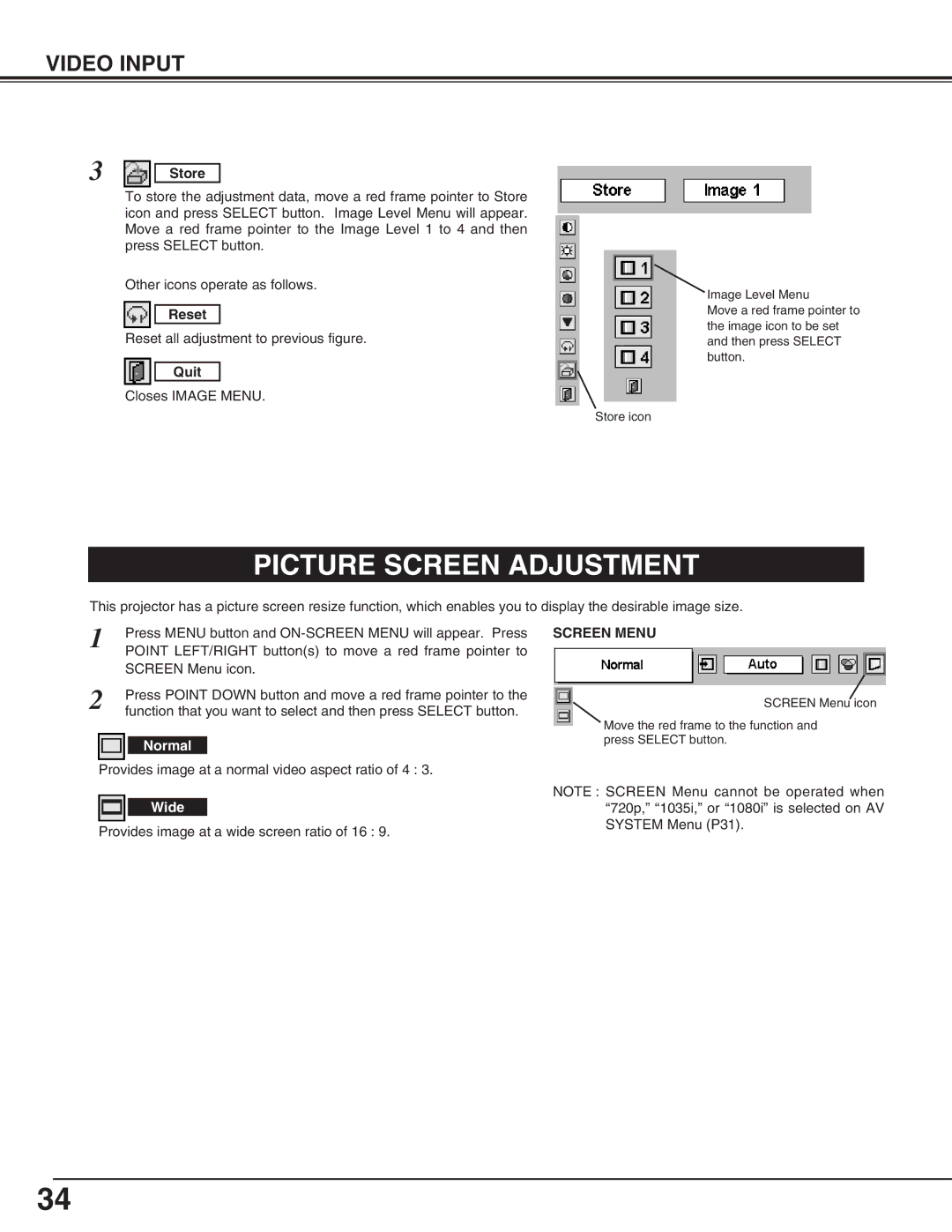 Eiki LC-SM4 owner manual Provides image at a normal video aspect ratio of 4 