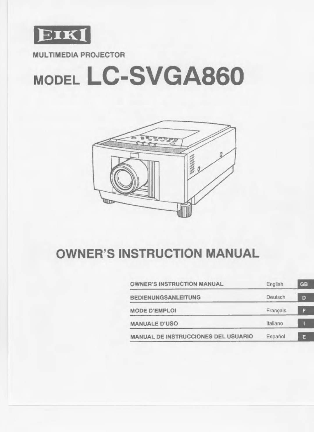 Eiki LC-SVGA860 manual 
