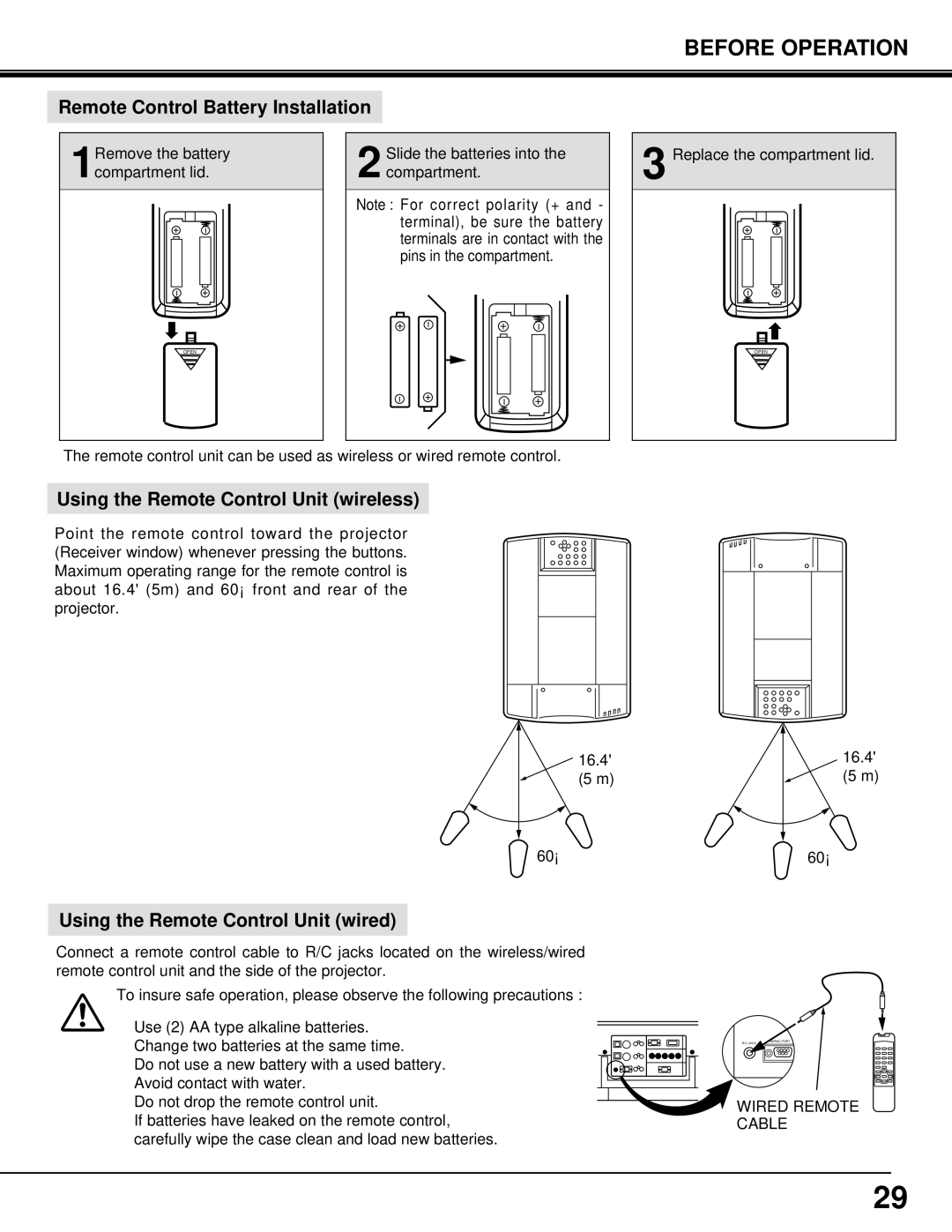 Eiki LC-SX3L instruction manual Using the Remote Control Unit wireless 