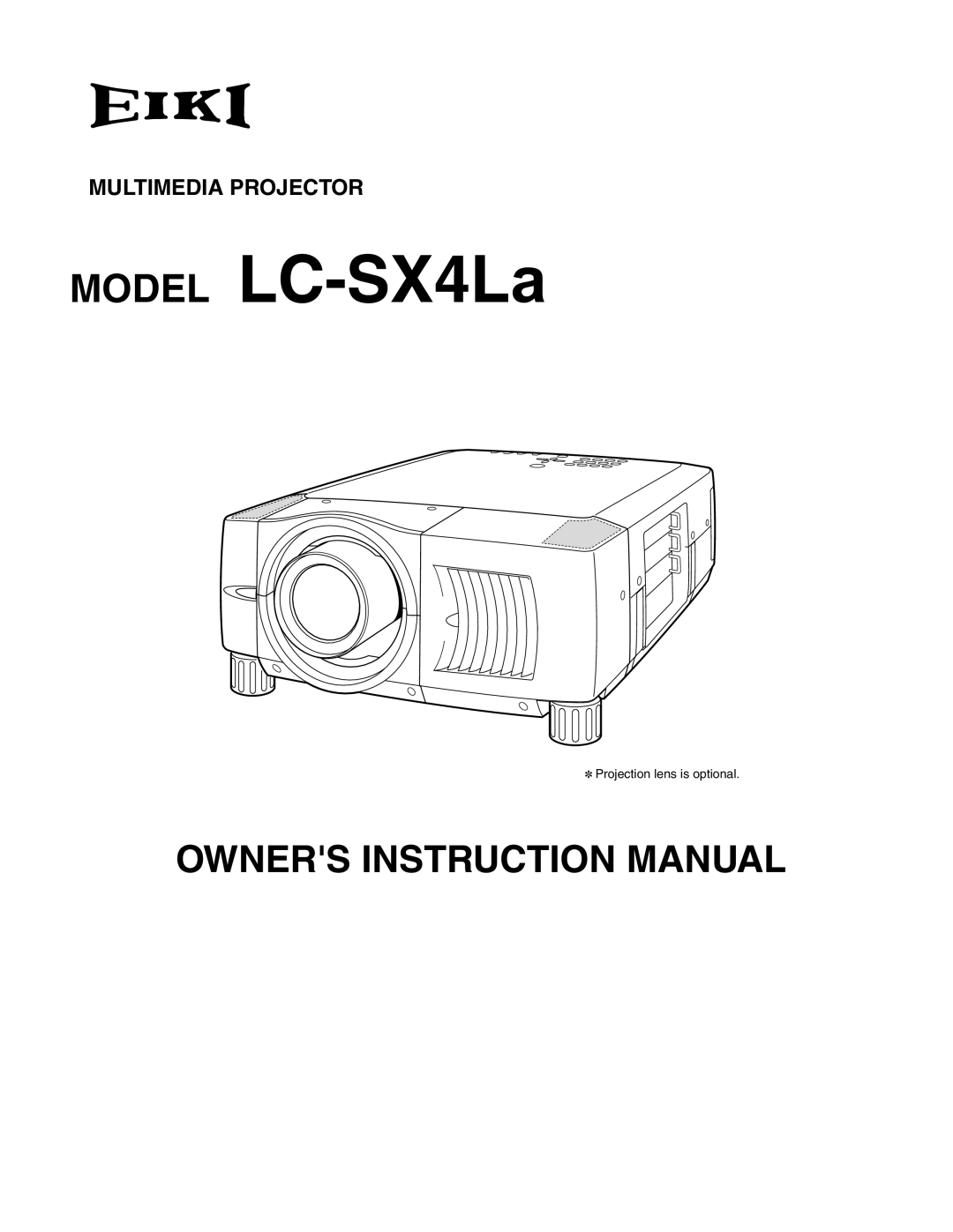 Eiki LC-SX4LA instruction manual Model LC-SX4La, Multimedia Projector 