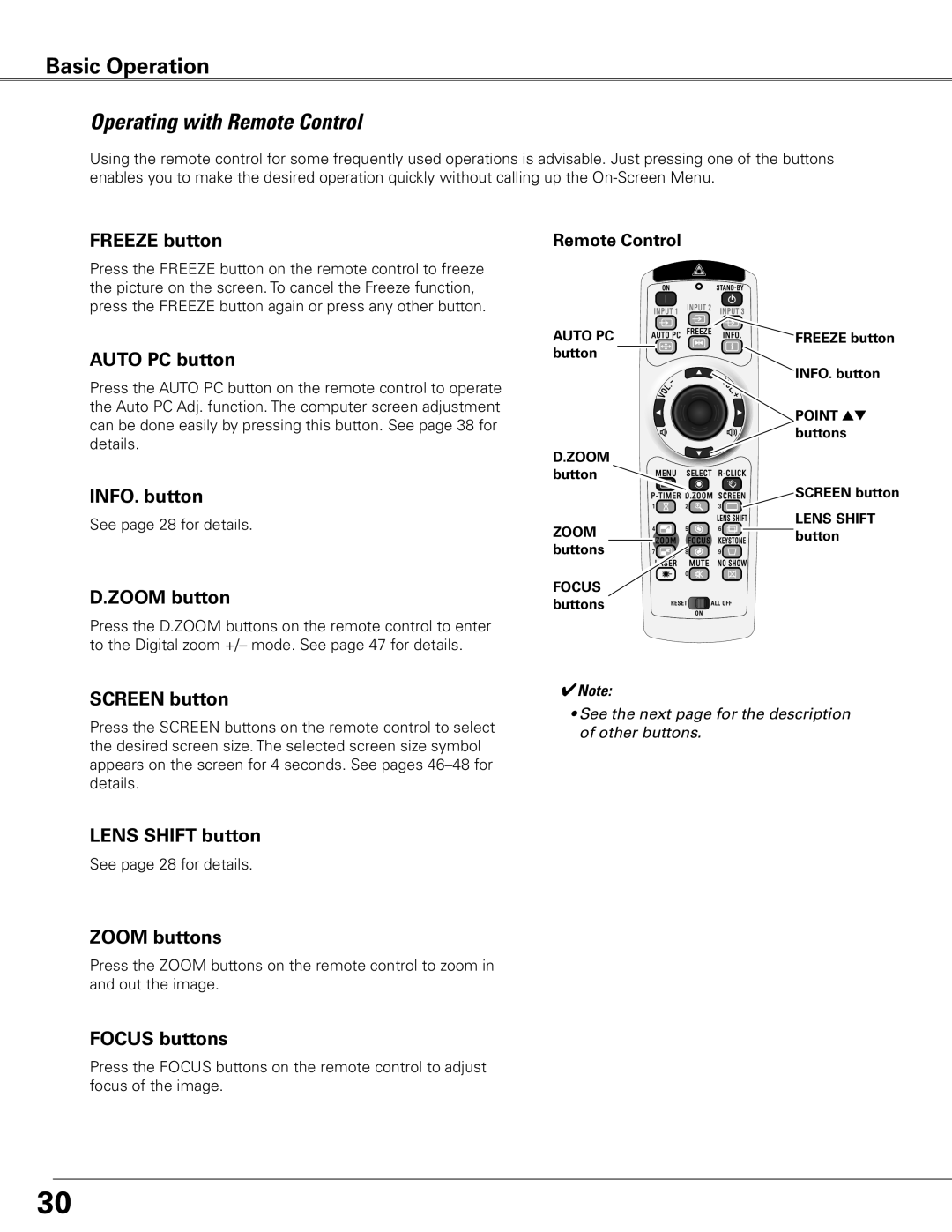 Eiki LC-SXG400L owner manual Operating with Remote Control 