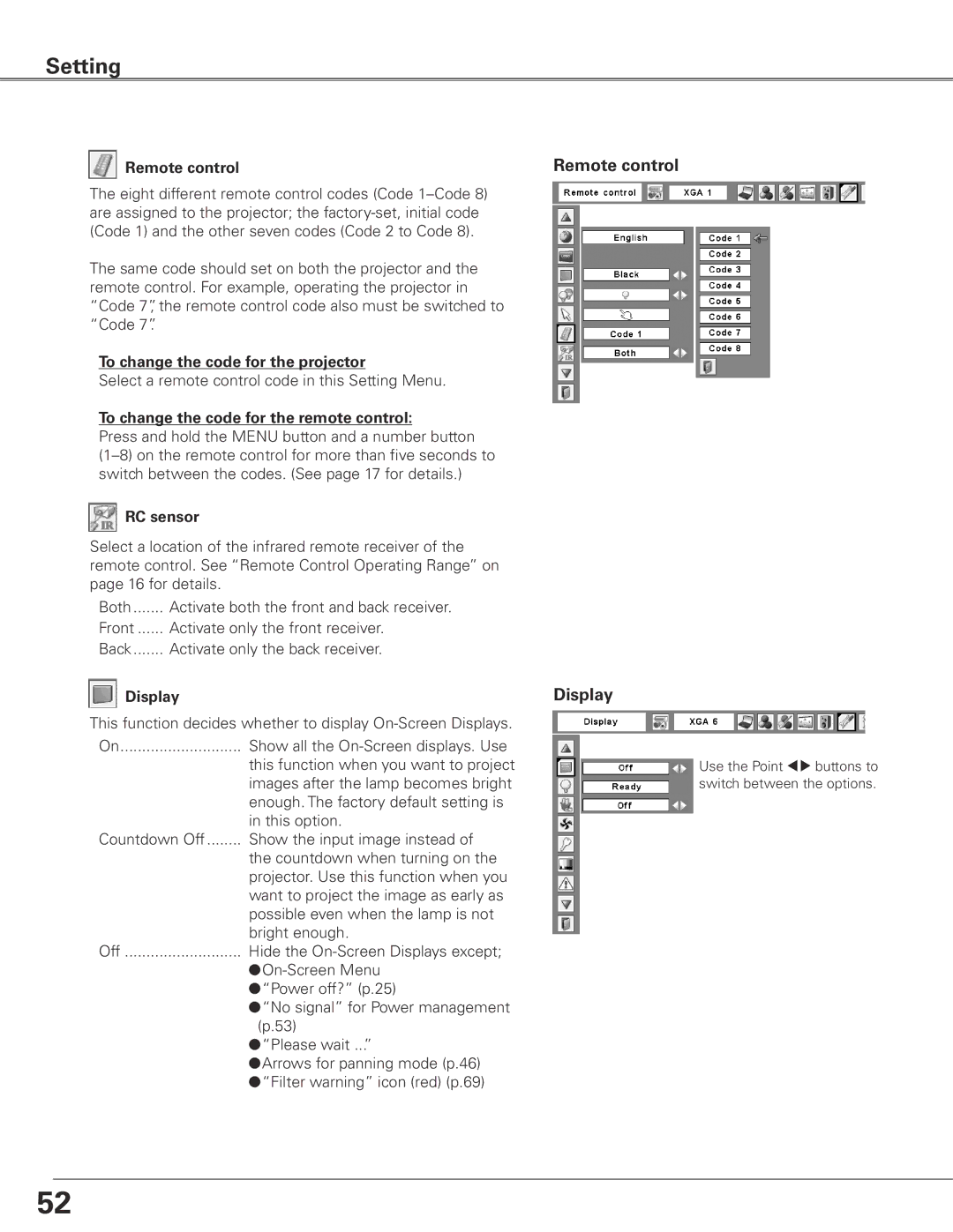 Eiki LC-SXG400L owner manual Remote control Display 