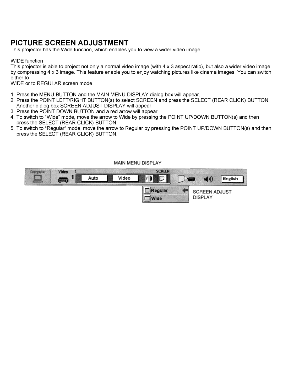 Eiki LC-SXIUL instruction manual Picture Screen Adjustment 