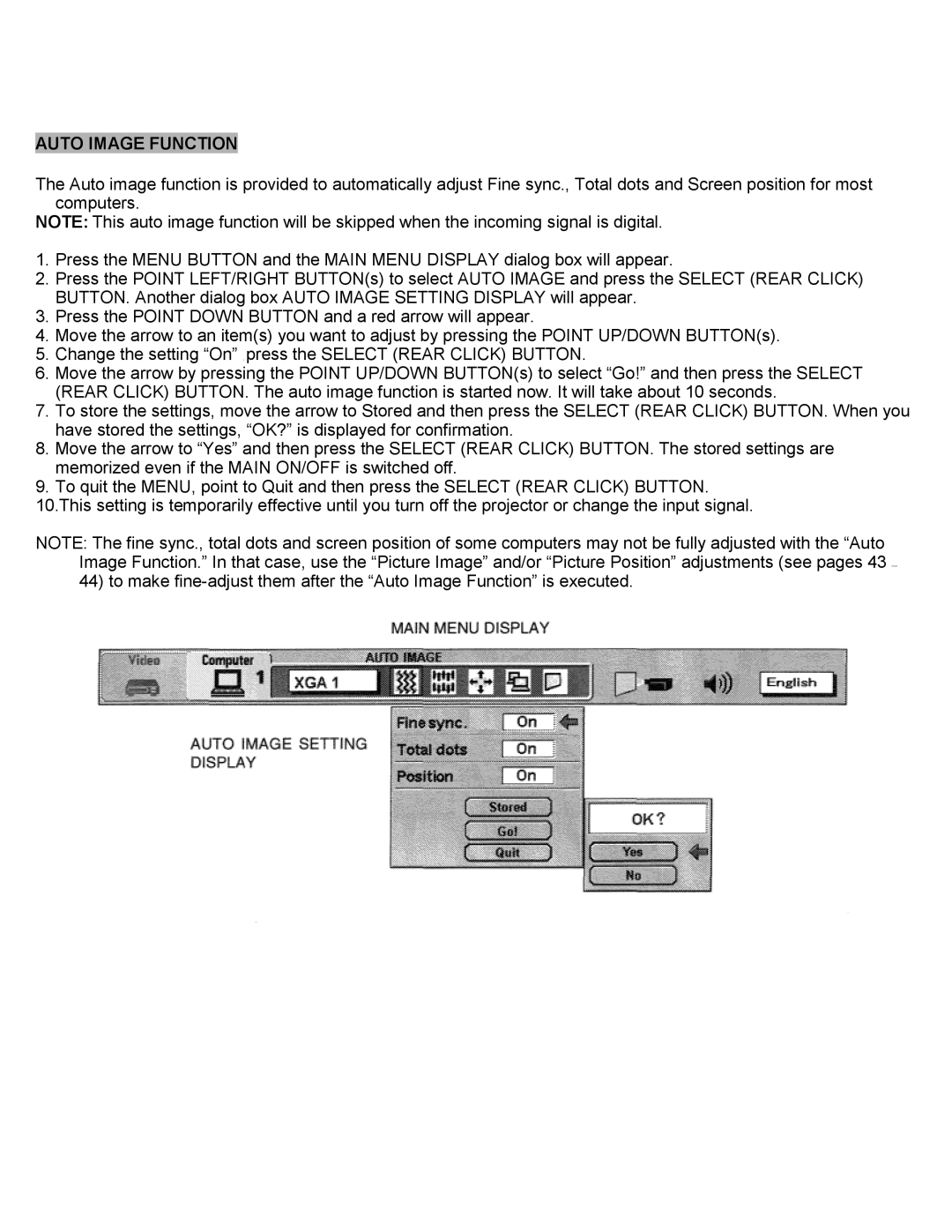 Eiki LC-SXIUL instruction manual Auto Image Function 