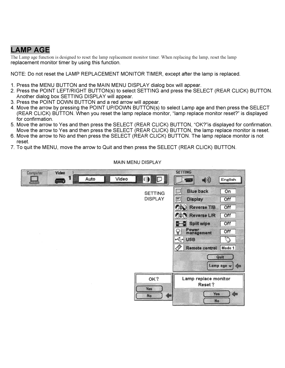 Eiki LC-SXIUL instruction manual Lamp AGE 