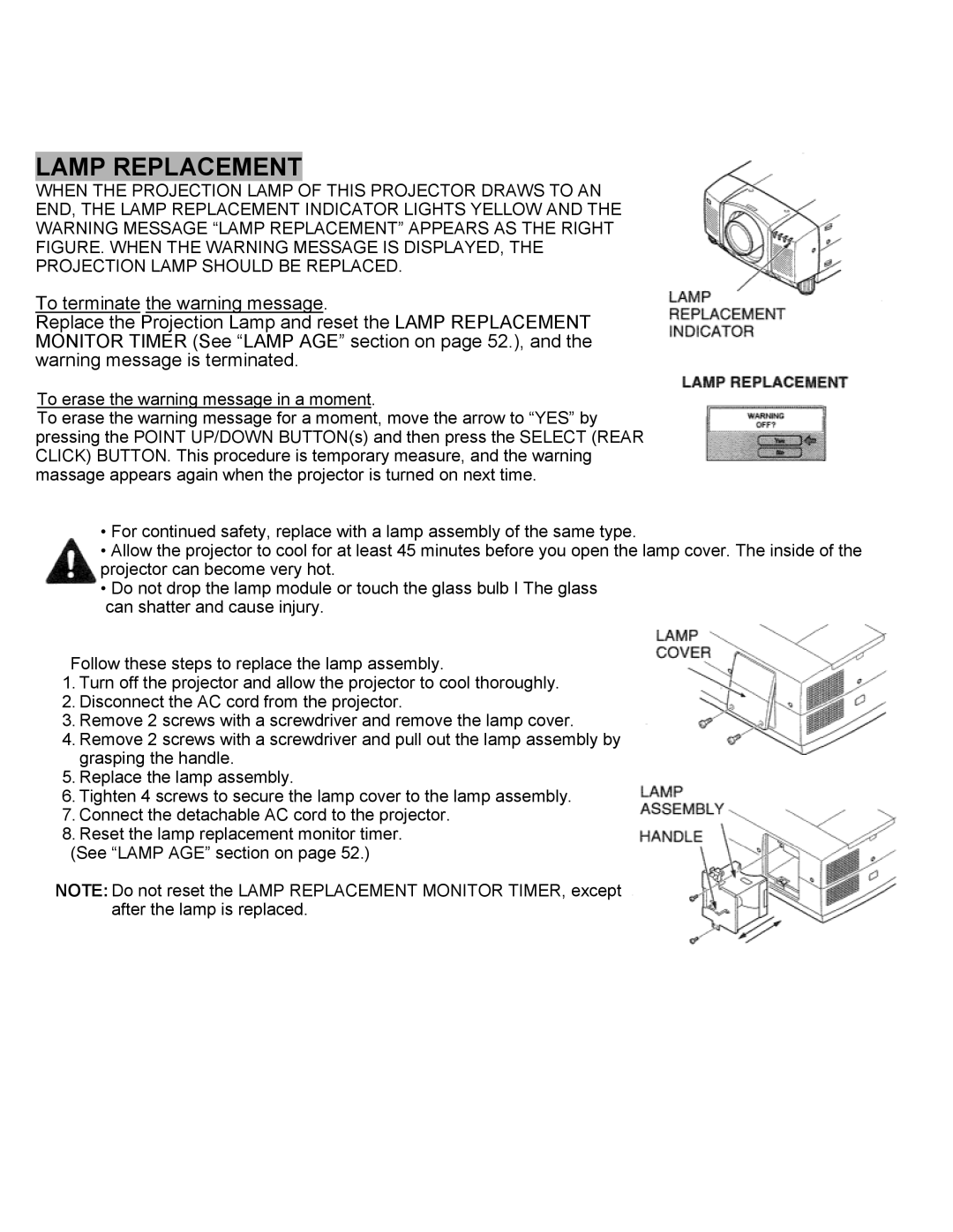 Eiki LC-SXIUL instruction manual Lamp Replacement 