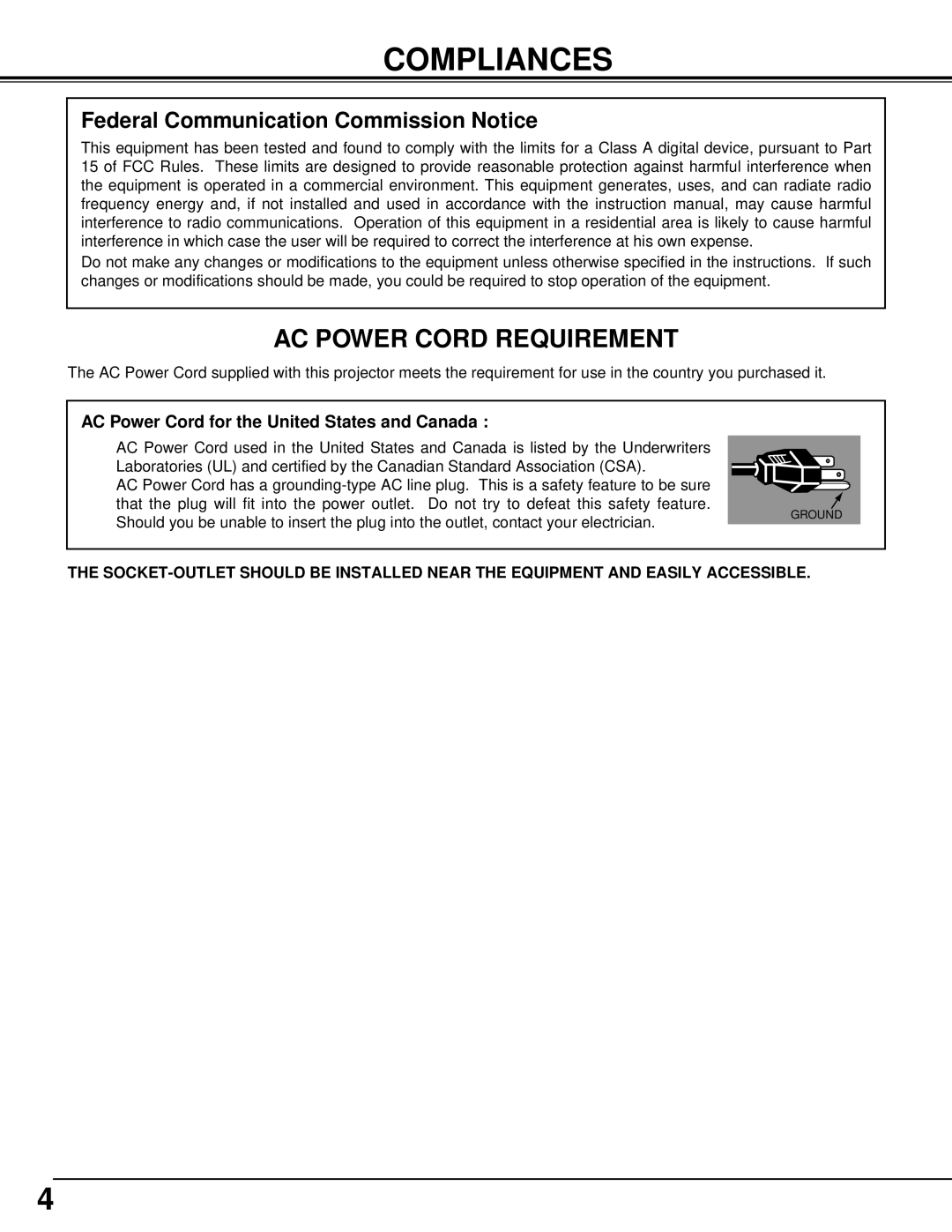 Eiki LC-UXT1 instruction manual Compliances, Federal Communication Commission Notice 