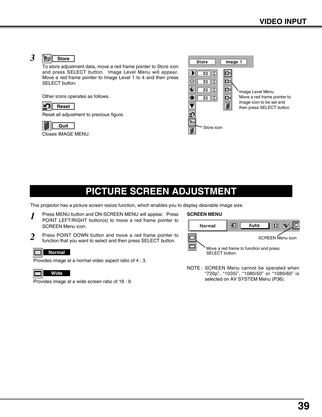 Eiki LC-UXT3 instruction manual Provides image at a normal video aspect ratio of 4 