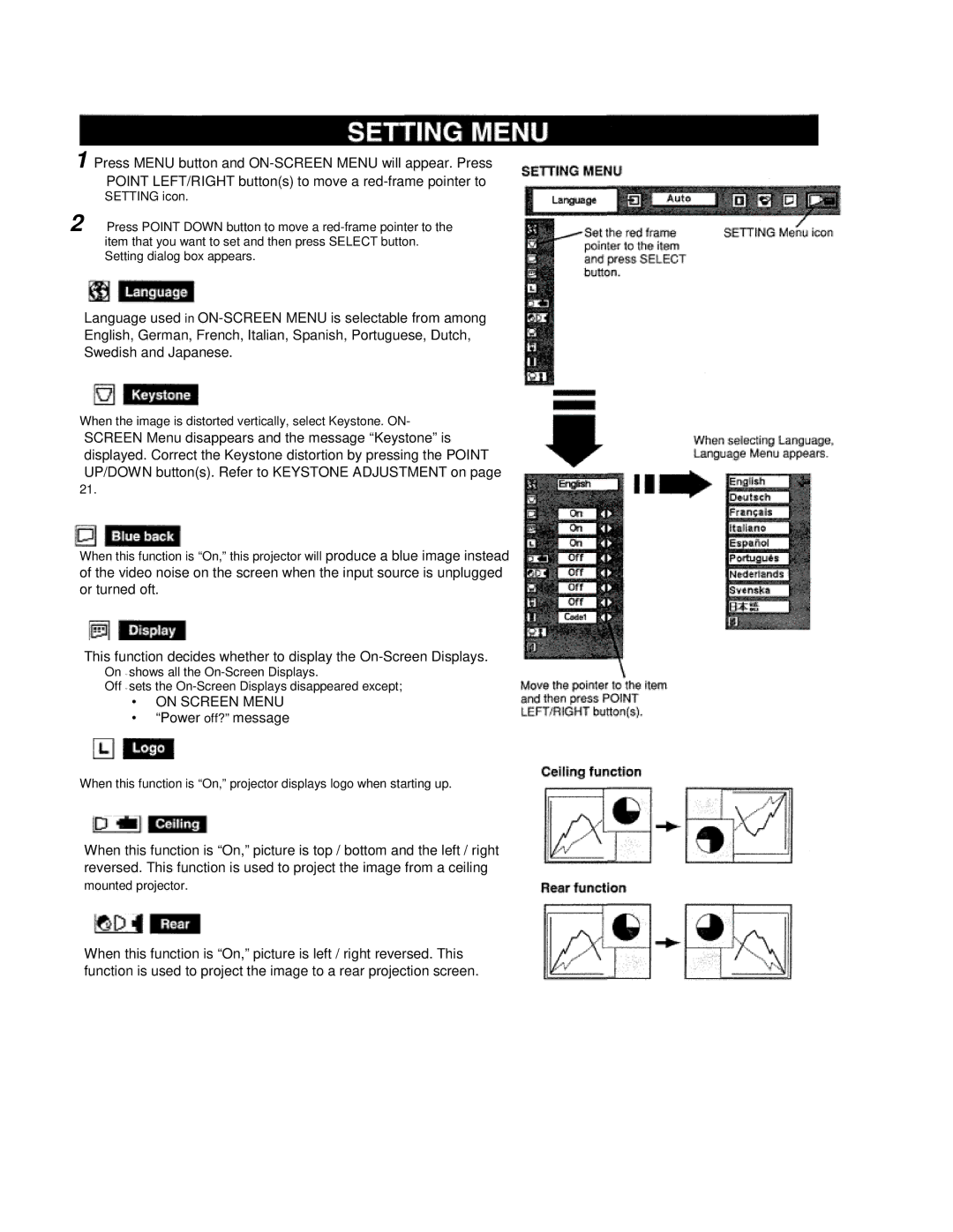 Eiki LC-VC1 owner manual On Screen Menu, Power off? message 