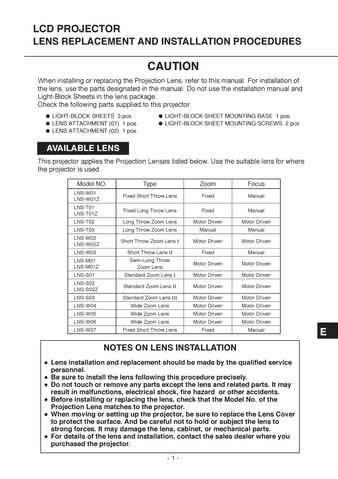 Eiki LC-W4 instruction manual LCD Projector 