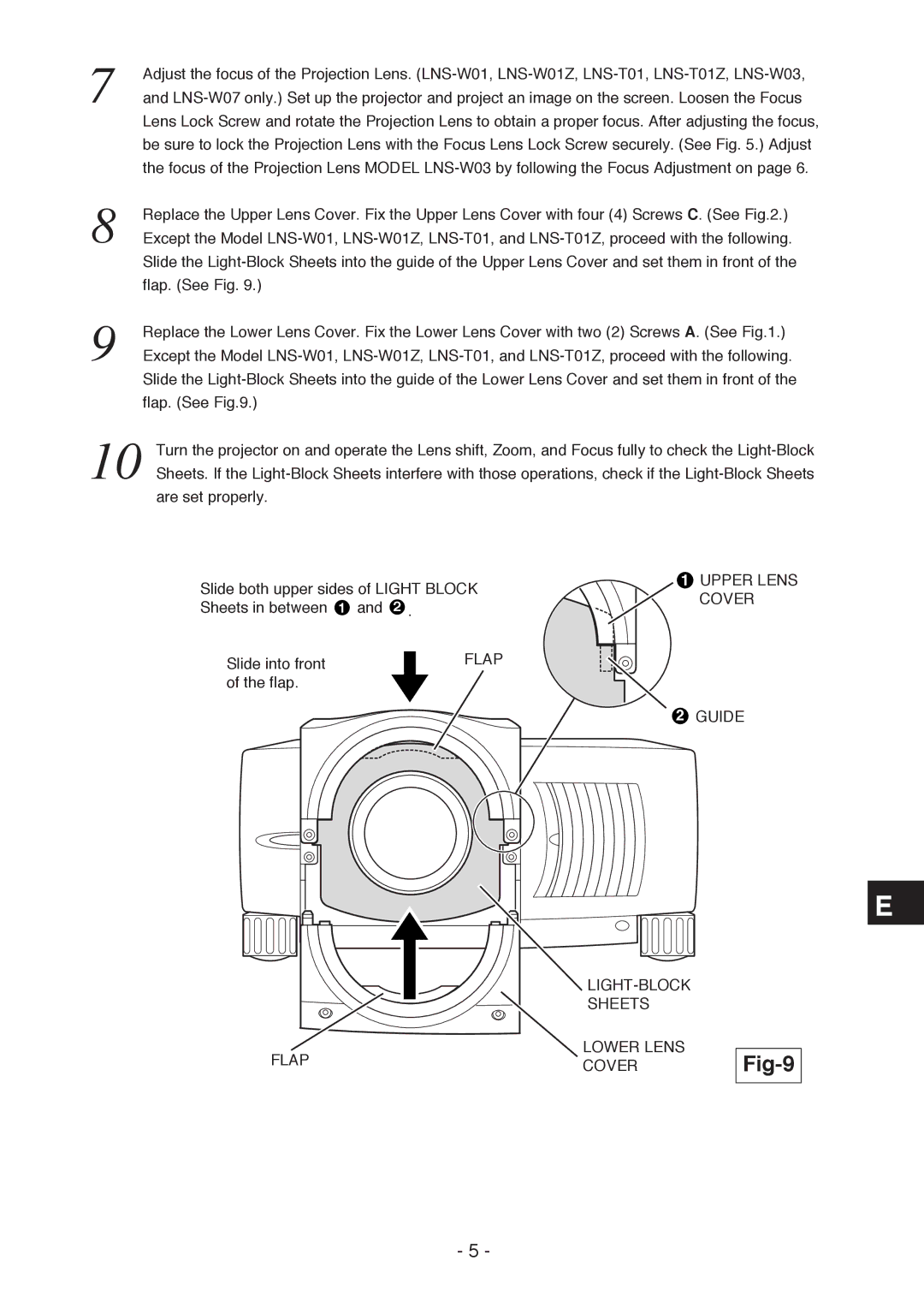 Eiki LC-W4 instruction manual Fig-9 