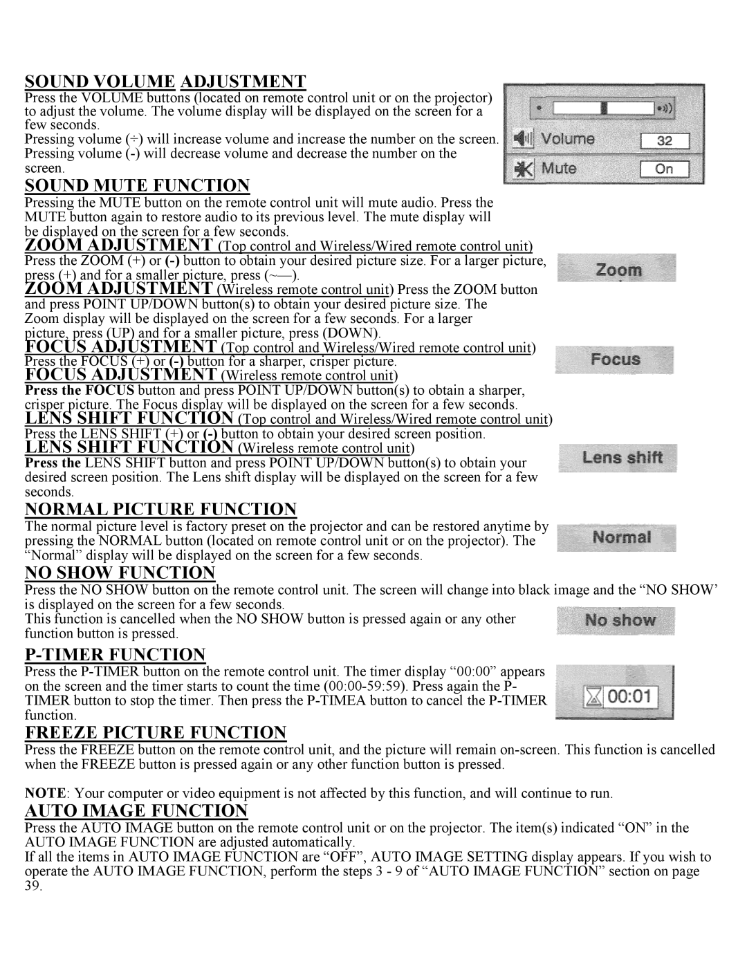 Eiki LC-X1UA, LC-X1UL instruction manual Sound Volume Adjustment 