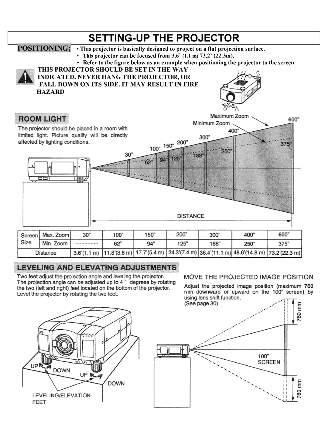 Eiki LC-X1UL, LC-X1UA instruction manual SETTING-UP the Projector 