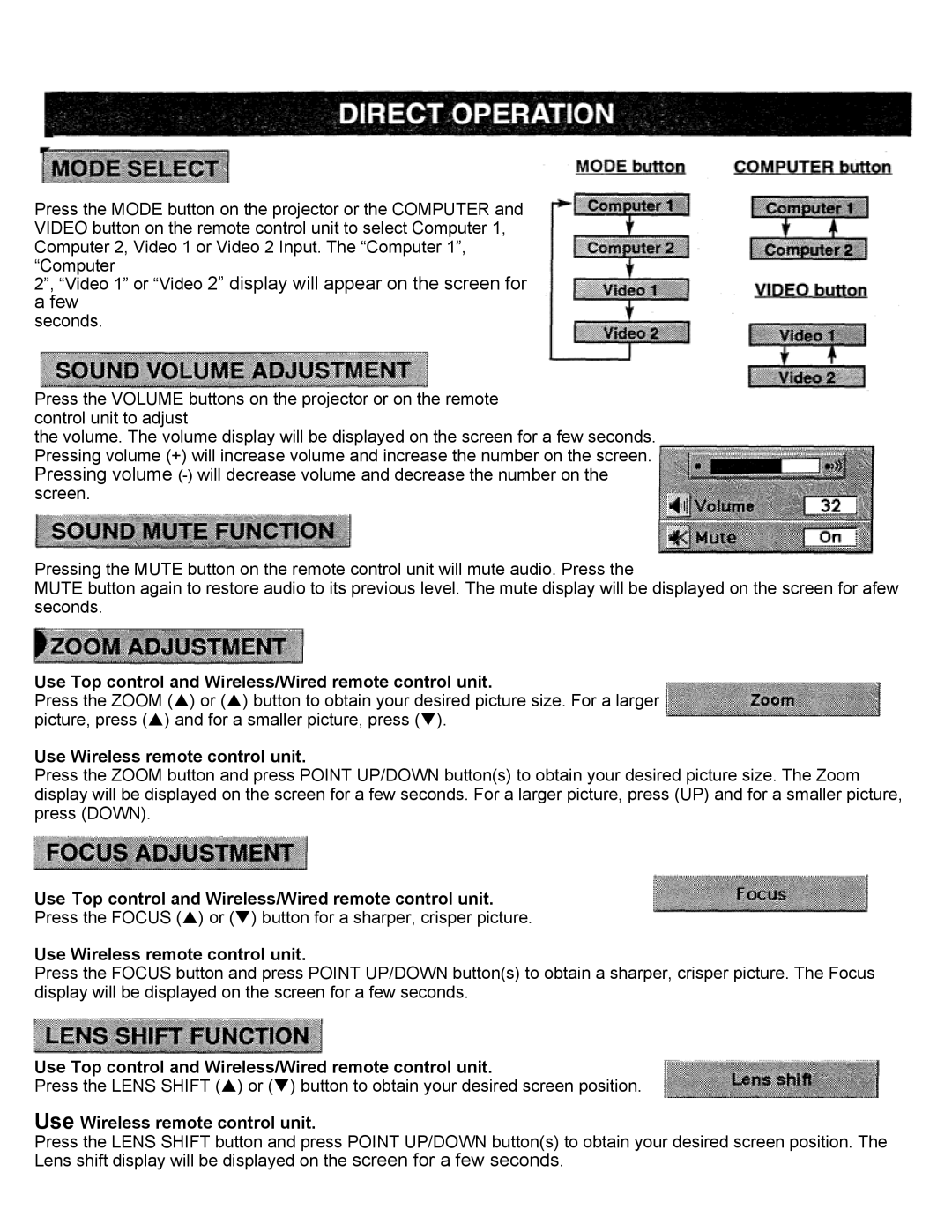 Eiki LC-X2UL instruction manual Video 1 or Video 2 display will appear on the screen for 