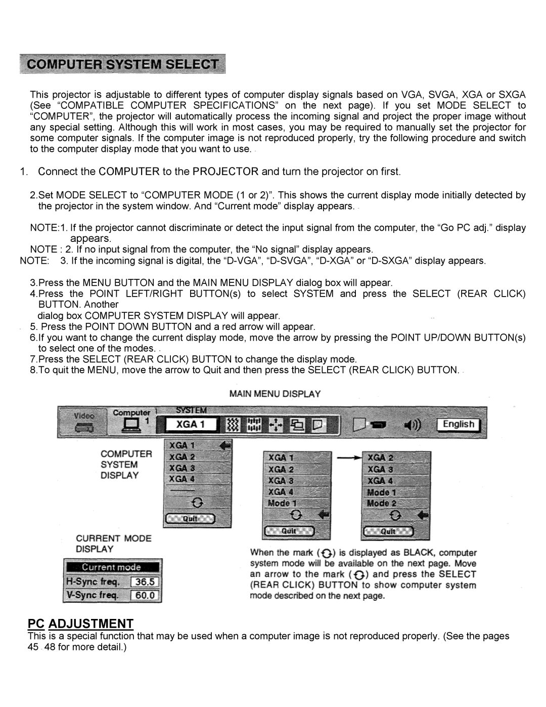 Eiki LC-X2UL instruction manual PC Adjustment, Appears 