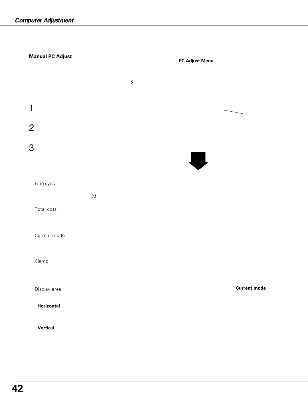 Eiki LC-X6, LC-SX6 owner manual Manual PC Adjust 