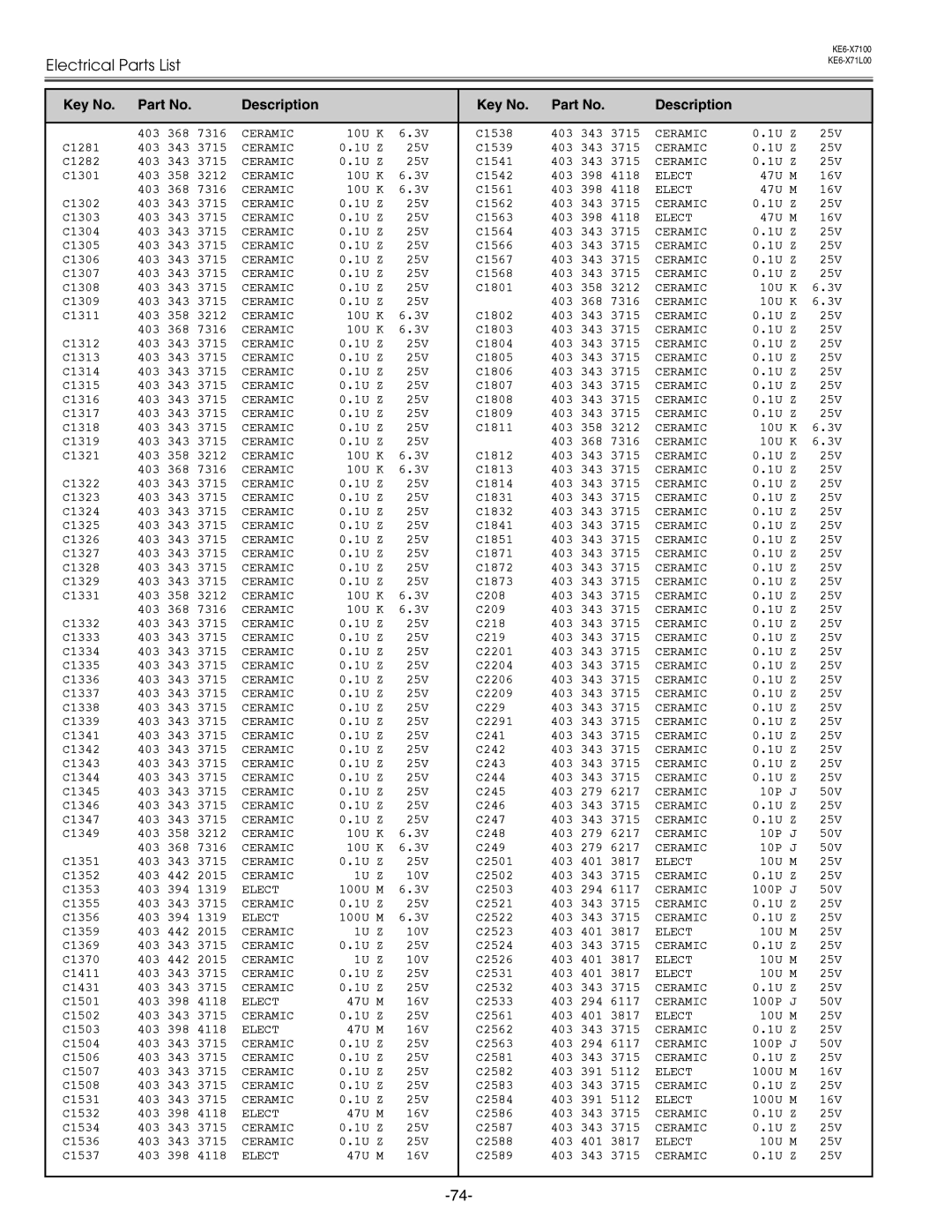 Eiki LC-X71 LC-X71L service manual 7316 