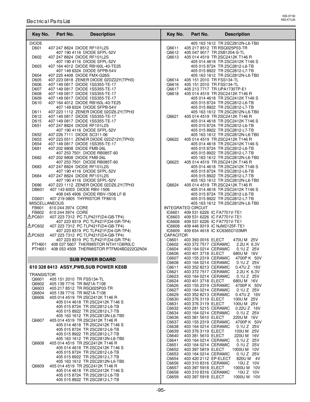 Eiki LC-X71 LC-X71L service manual Diode RF101L2S 