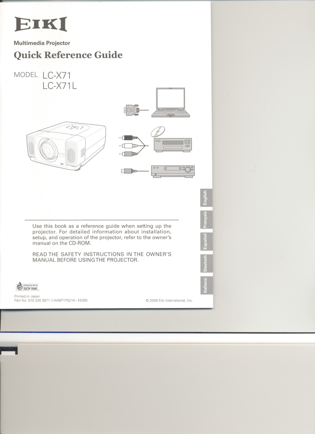 Eiki LC-X7L owner manual Read The Safety Instructions In The Owners, Manual Beforeusingthe Projector, LC-X71L, Printed 