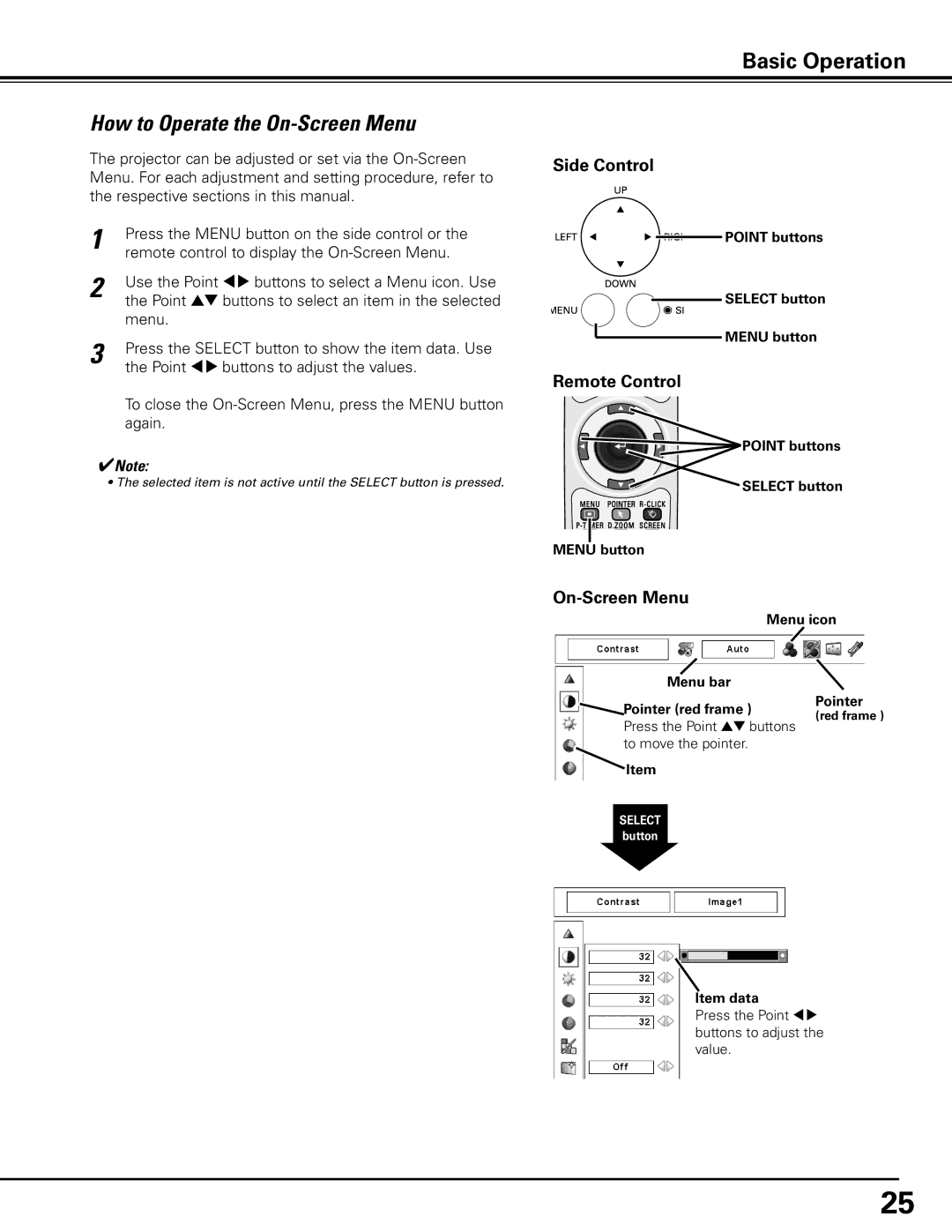 Eiki LC-X80 owner manual How to Operate the On-Screen Menu 