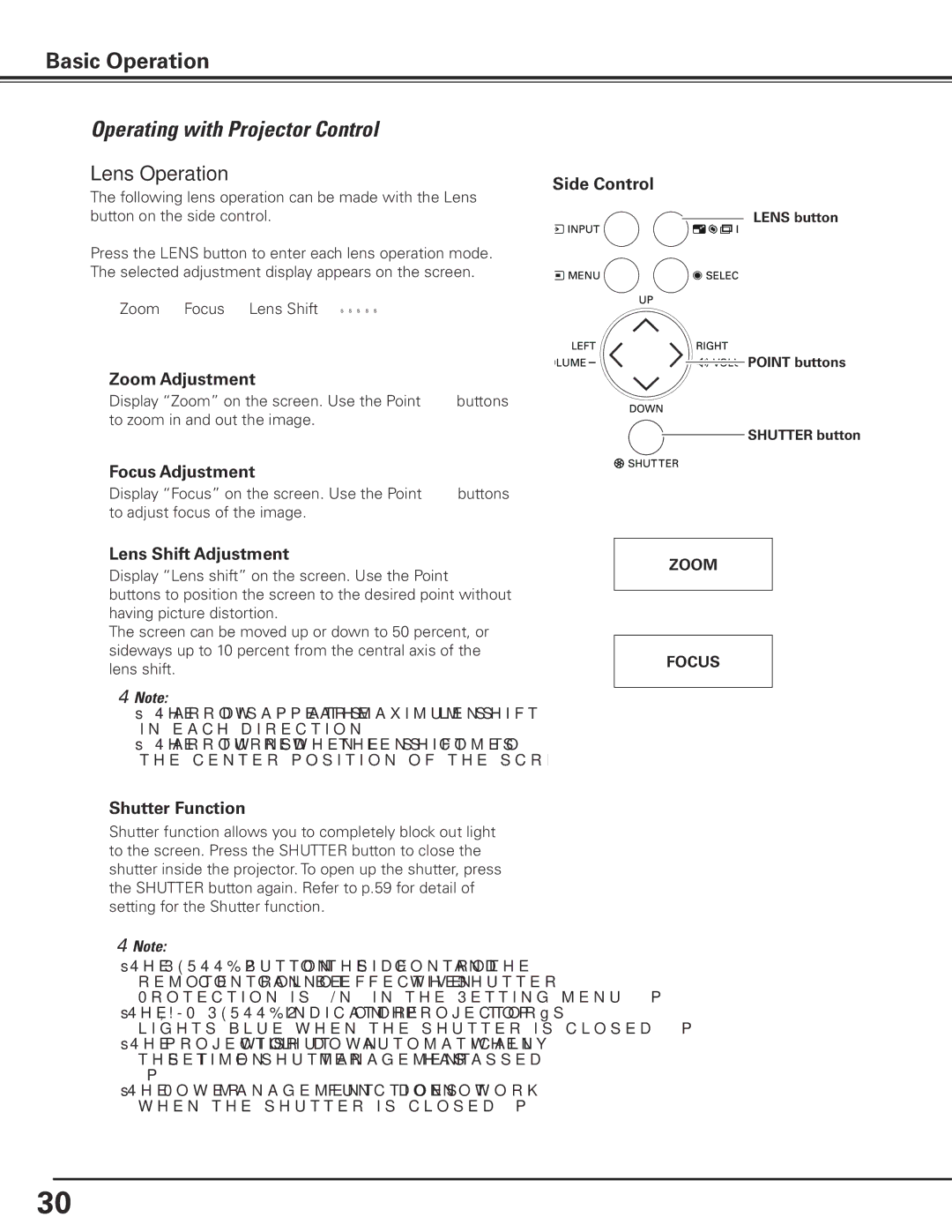 Eiki LC-X85 owner manual Operating with Projector Control, Lens Operation 