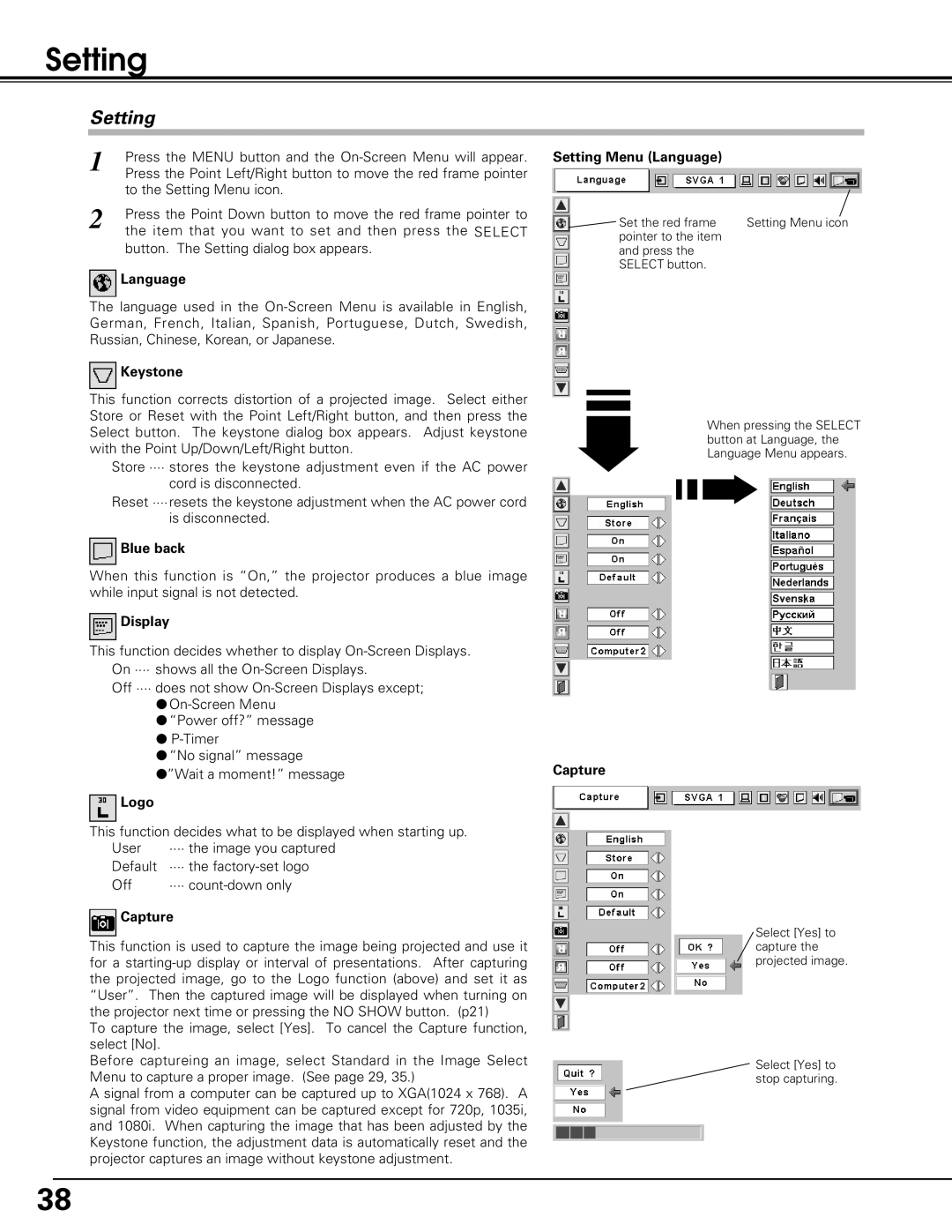 Eiki LC-XB15 owner manual Setting 