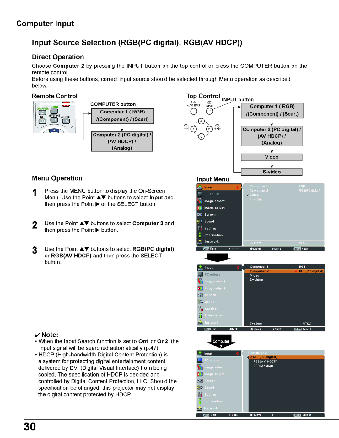 Eiki LC-XB200 owner manual Top Control Input button 