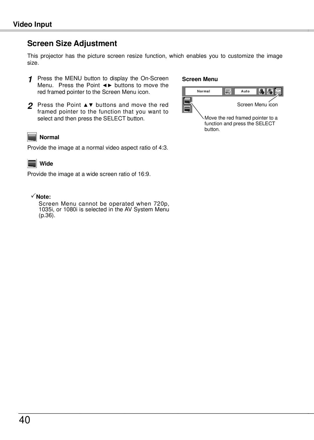 Eiki LC-XB21A owner manual Provide the image at a normal video aspect ratio 