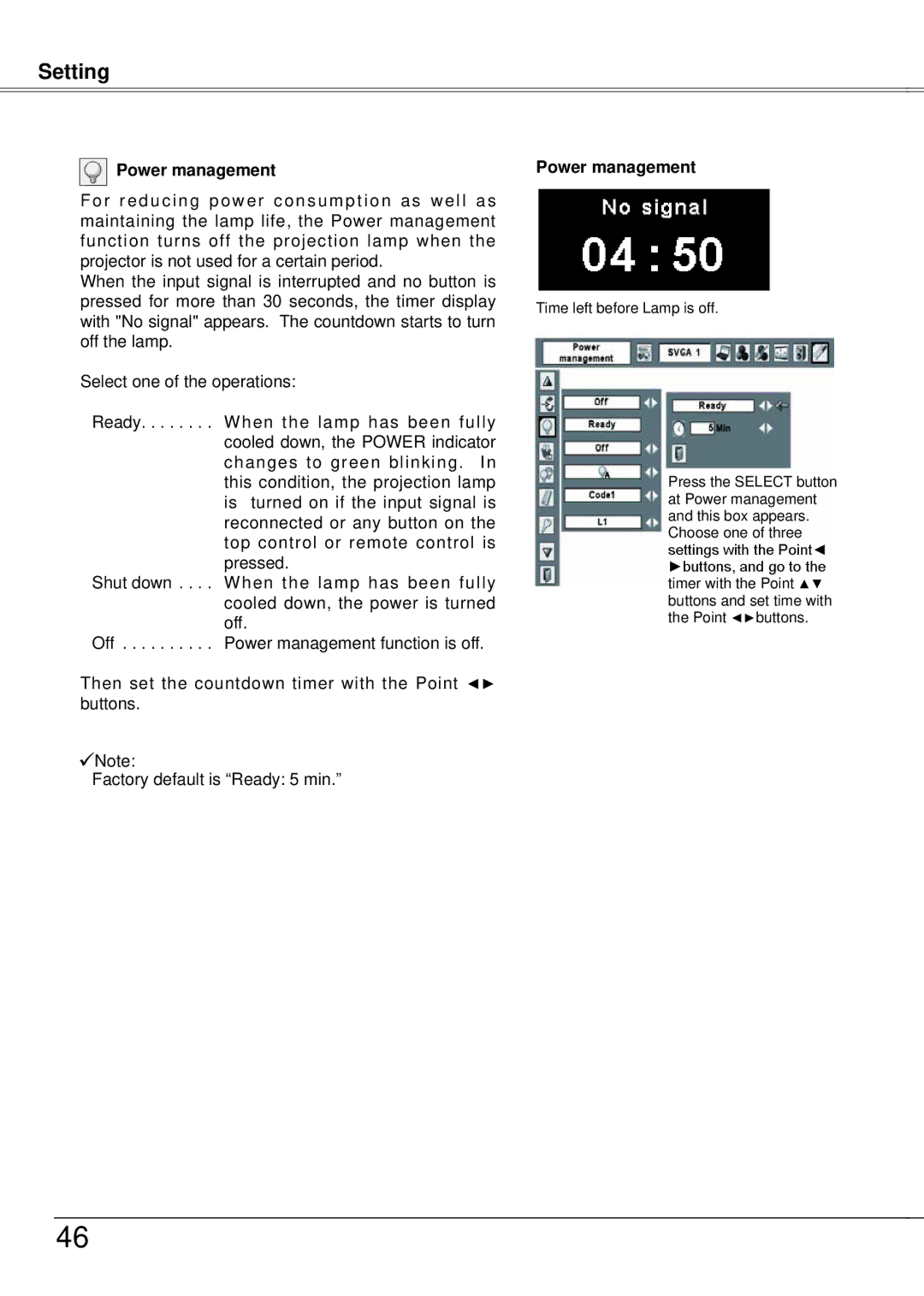 Eiki LC-XB21A owner manual Power management 