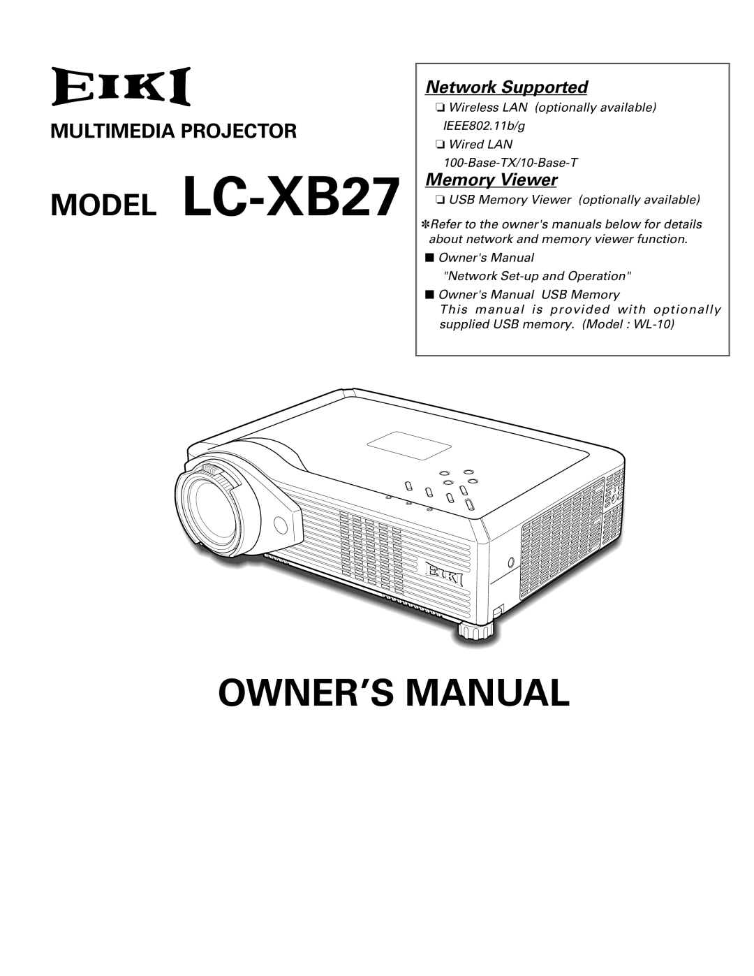 Eiki owner manual Model LC-XB27 