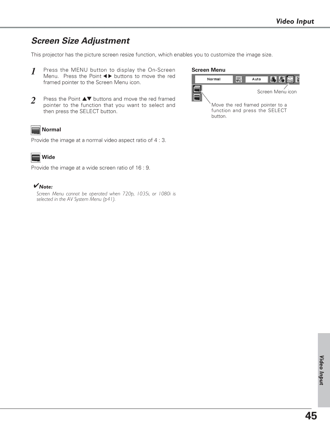 Eiki LC-XB27 owner manual Provide the image at a normal video aspect ratio of 4 