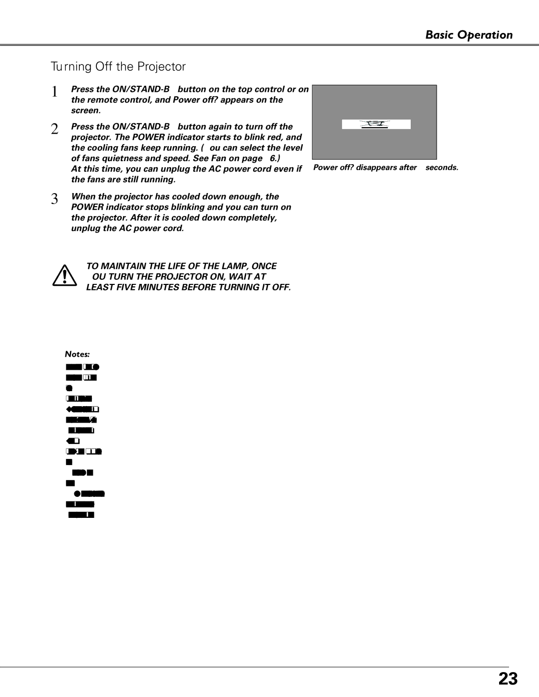 Eiki LC-XB40N owner manual Basic Operation Turning Off the Projector 