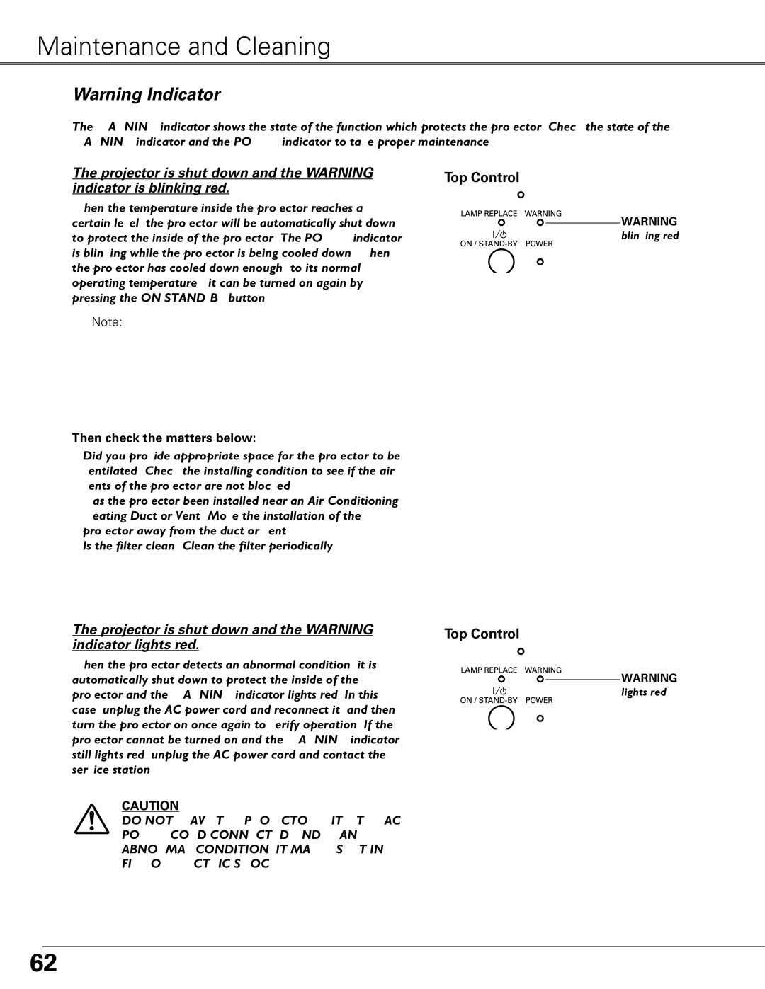 Eiki LC-XB40N owner manual Maintenance and Cleaning, Then check the matters below 