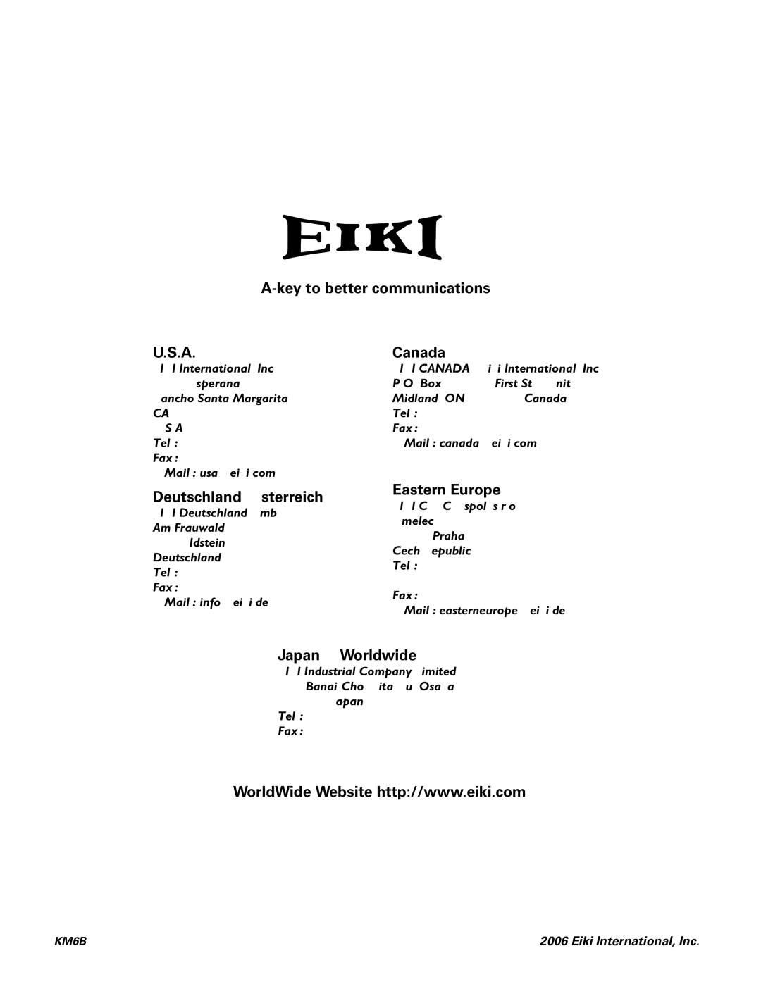 Eiki LC-XB40N owner manual Key to better communications Canada 