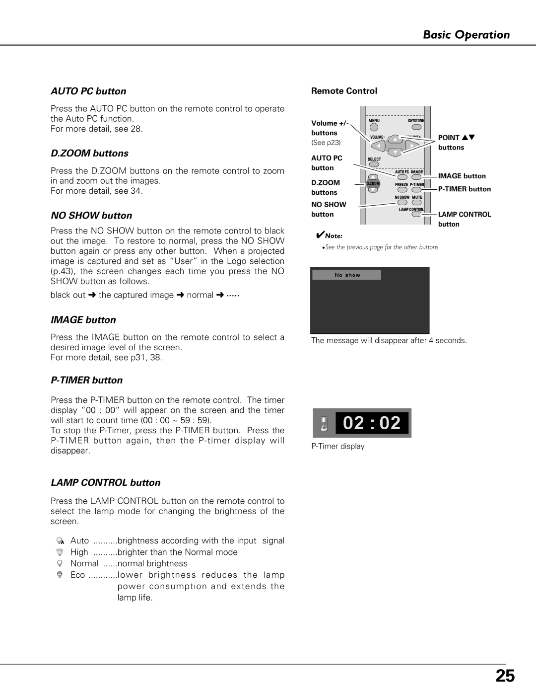 Eiki LC-XB41 owner manual Auto PC button 