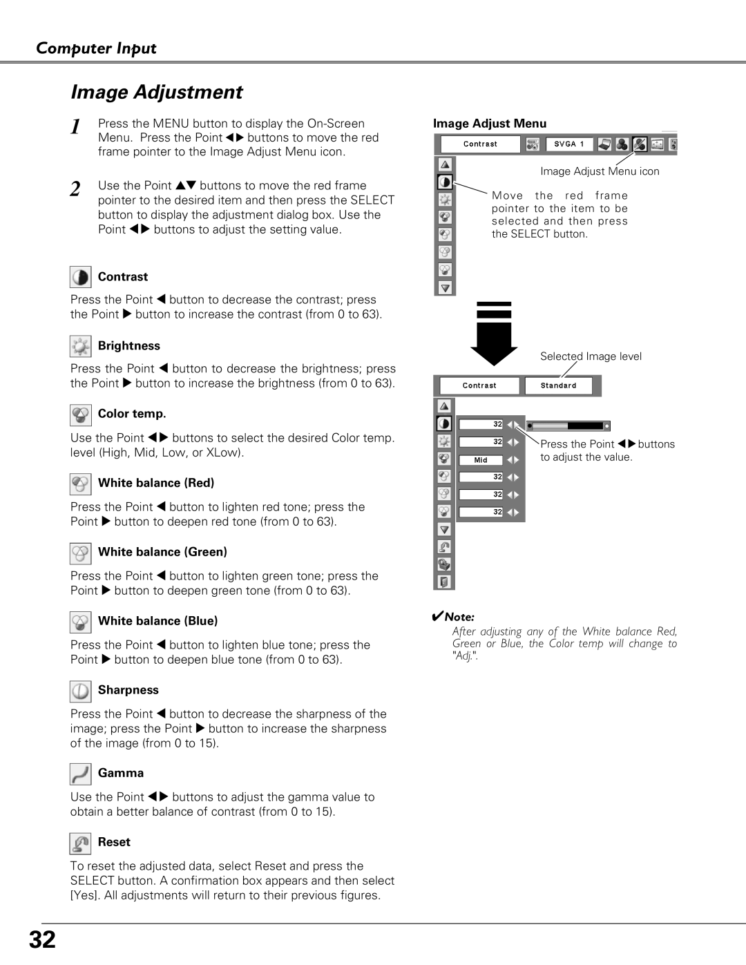 Eiki LC-XB41 owner manual Image Adjustment 