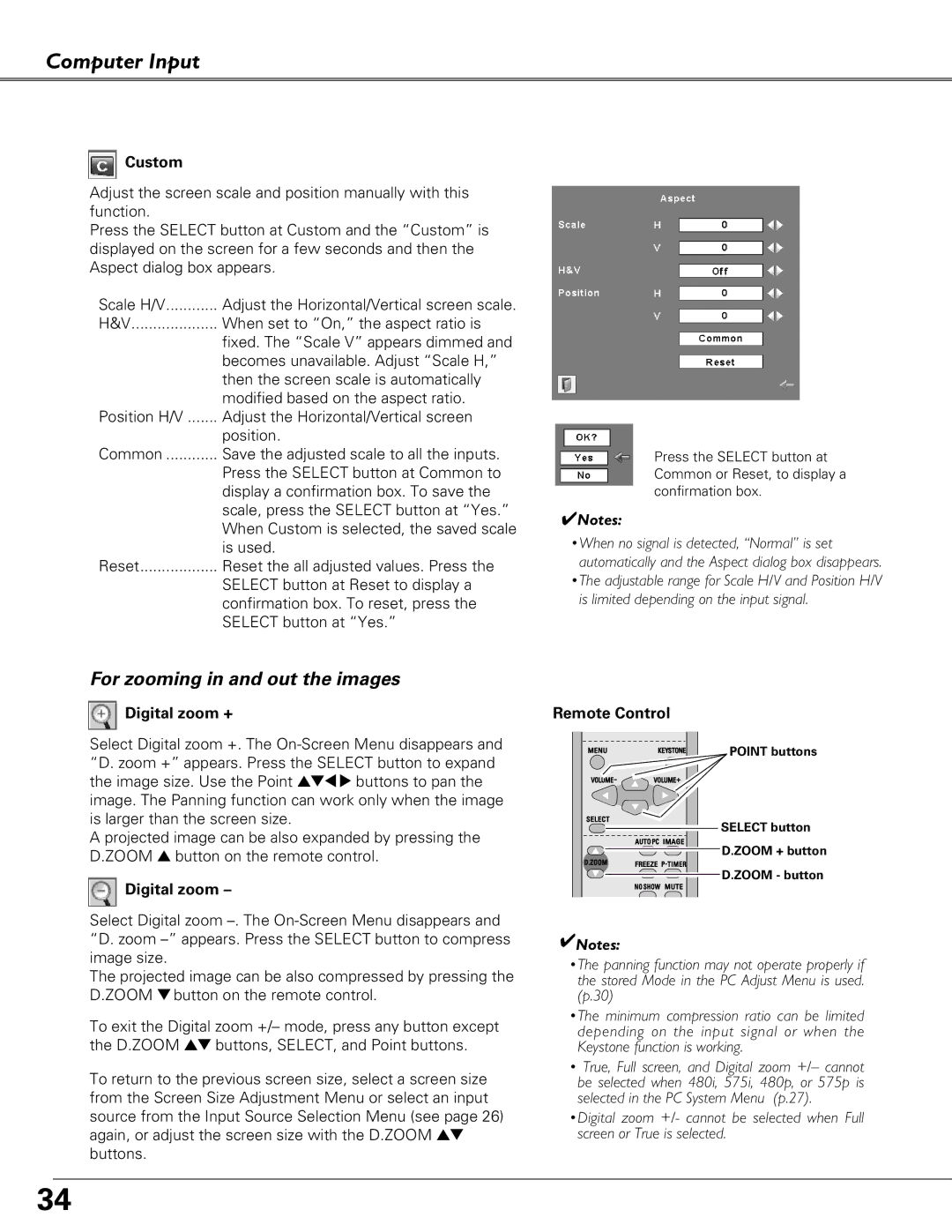 Eiki LC-XB41 owner manual Custom, Digital zoom + 