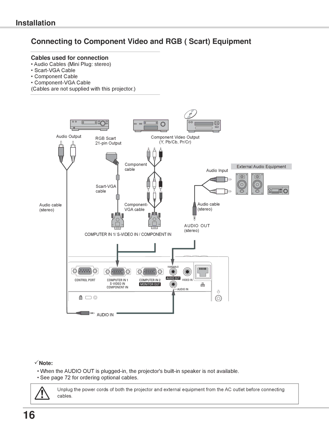 Eiki LC-XBL30 owner manual Audio OUT Computer in 1/ S-VIDEO in / Component 