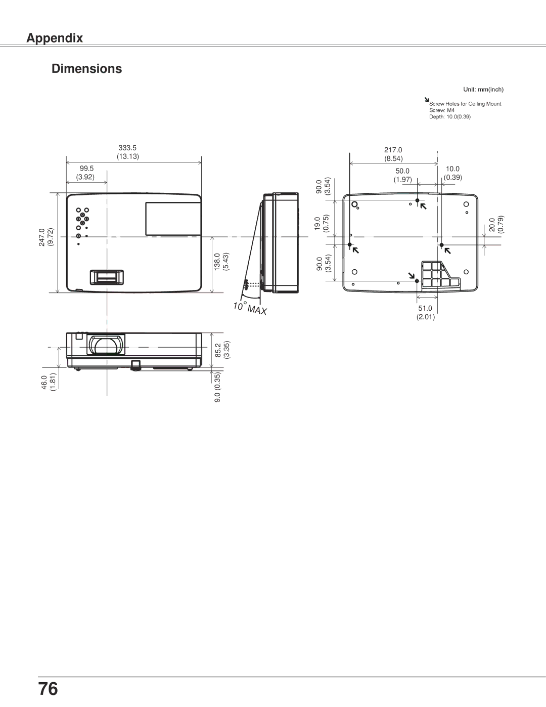 Eiki LC-XBL30 owner manual Dimensions 