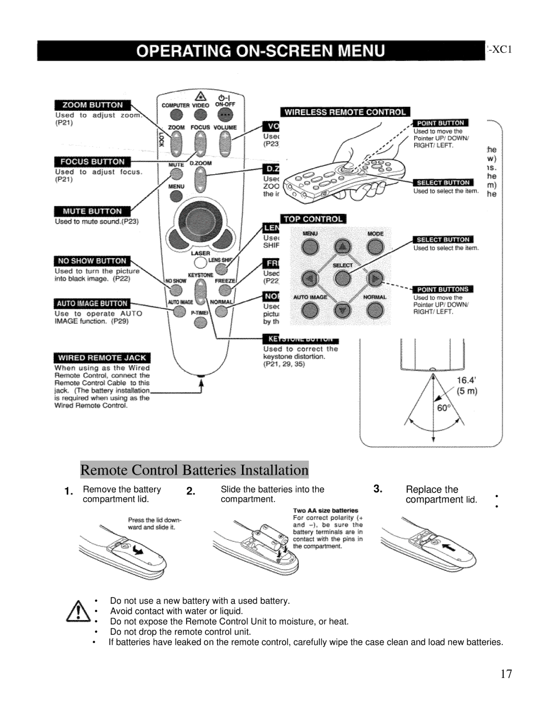 Eiki LC-XC1 owner manual Replace, Compartment lid 