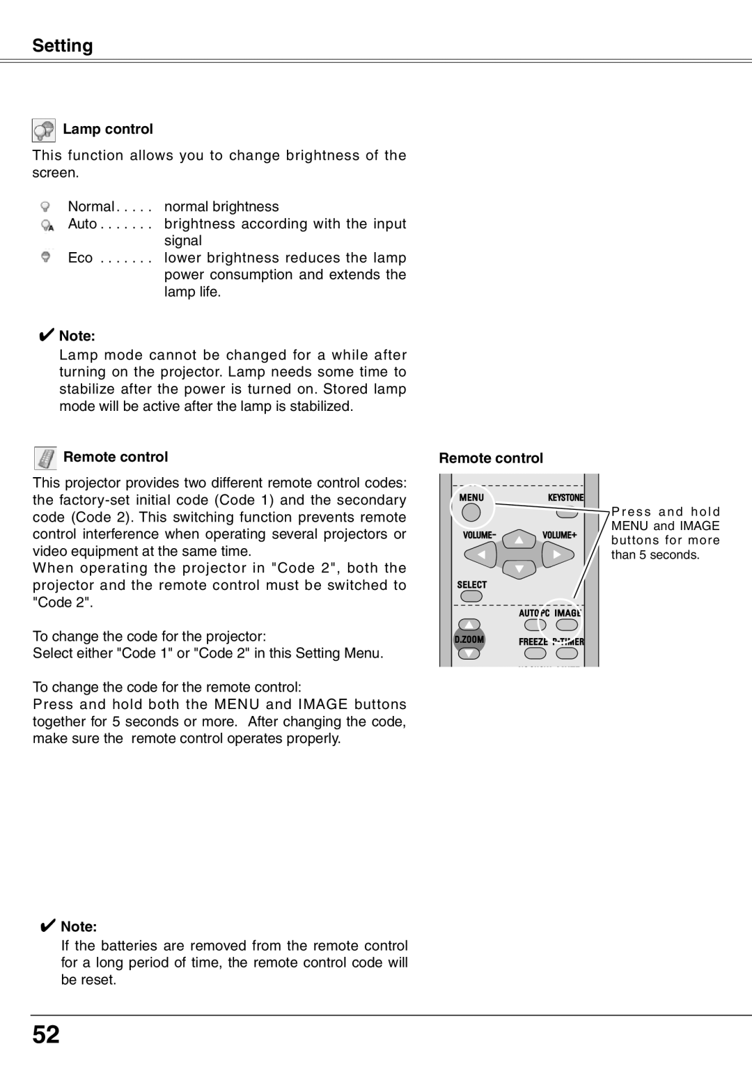 Eiki LC-XD25 owner manual Remote control 