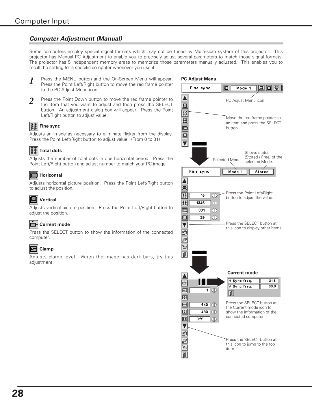 Eiki LC-XE10 instruction manual Computer Adjustment Manual 