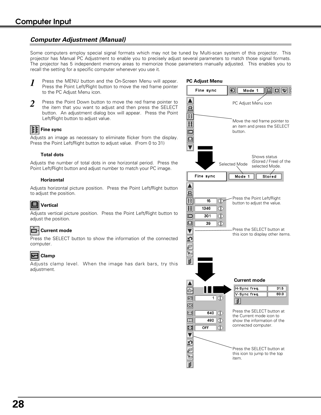 Eiki LC-XE10 instruction manual Computer Adjustment Manual 