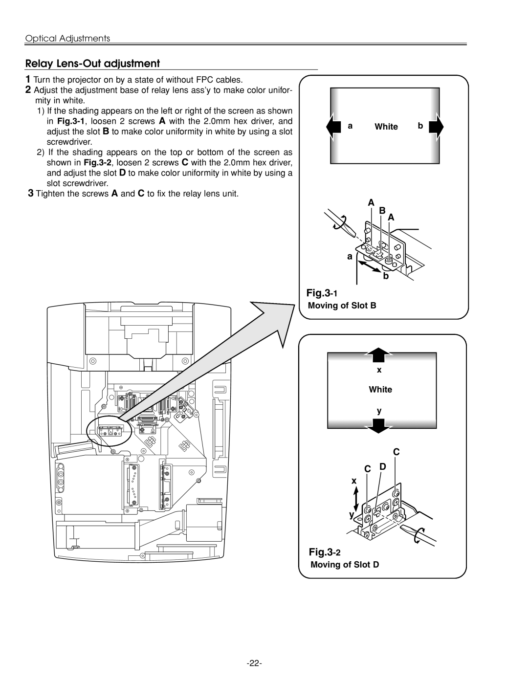 Eiki LC-XG210 service manual Relay Lens-Out adjustment 