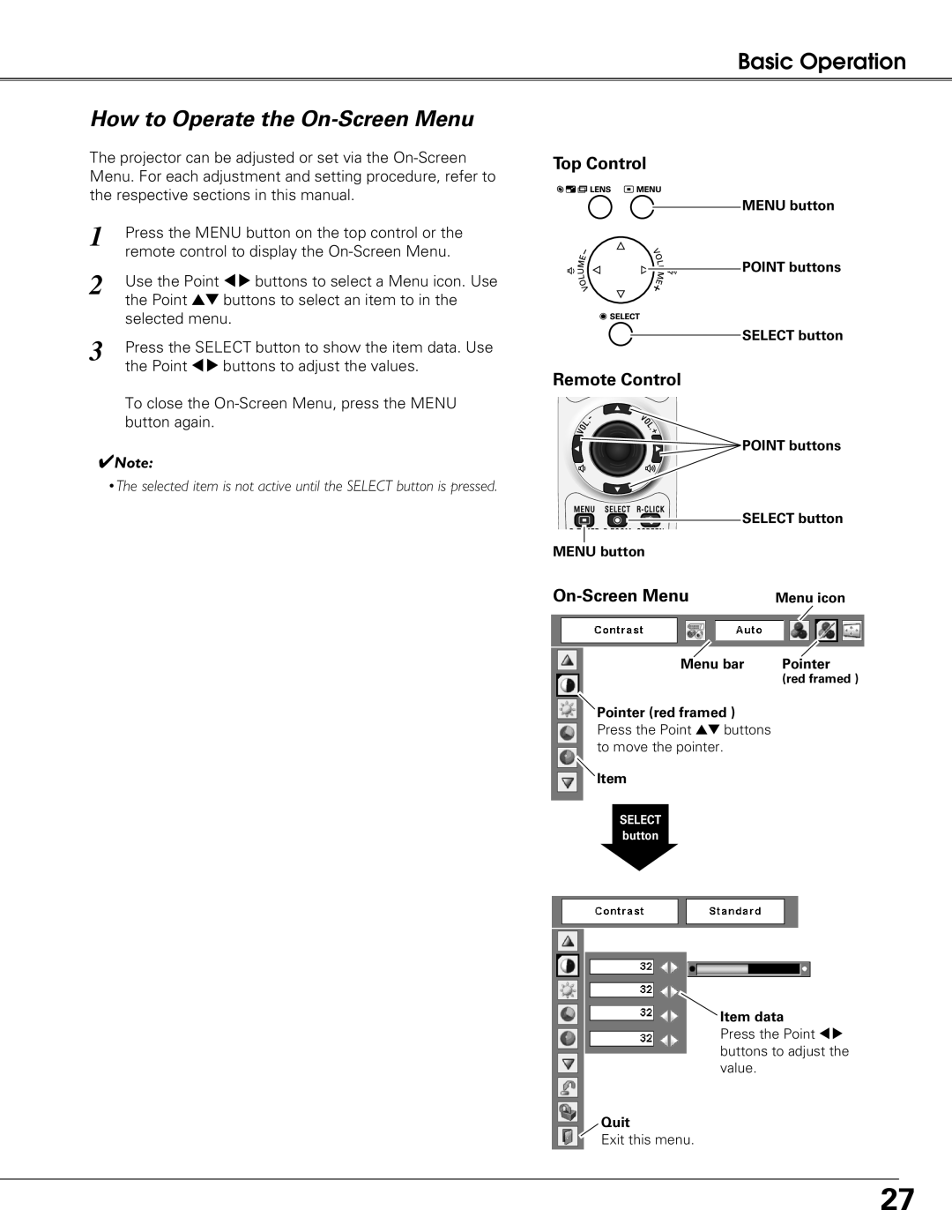 Eiki LC-XG300L, LC-XG250L owner manual How to Operate the On-Screen Menu, Remote Control 